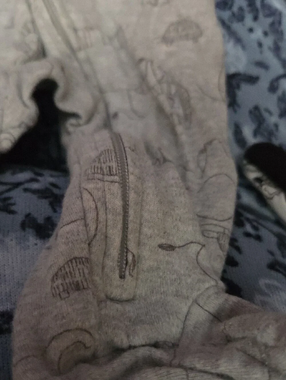 Baby Gray Elephant Print Baby One-Piece Sleeper 0-3 Months NWOT